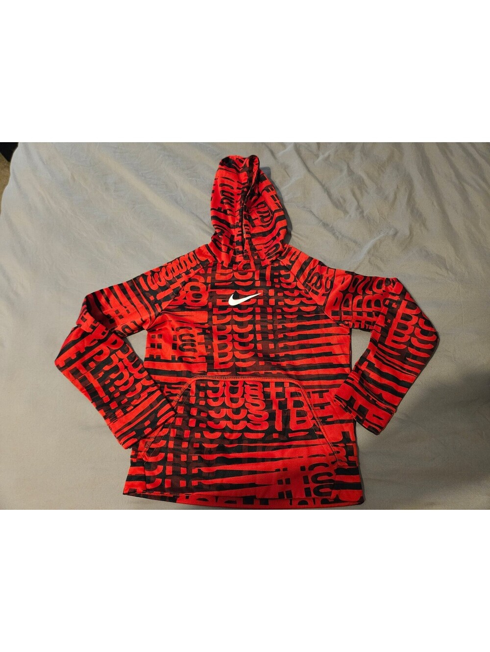 Nike Boys Red Dri Fit Hoodie Long Sleeve Pullover Size M